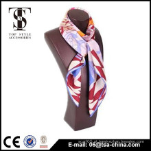 2015 design de venda quente Lady Printed Silk twill Square Scarf